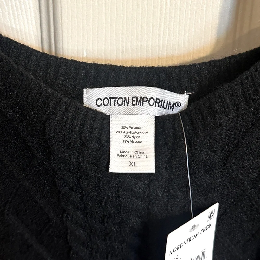 Cotton Emporium Midnight Cable Knit Tank Top, Black, Size XL, NWT